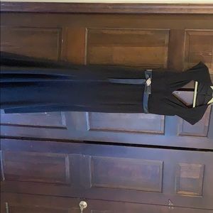 Long black evening gown with satin sash size 4
